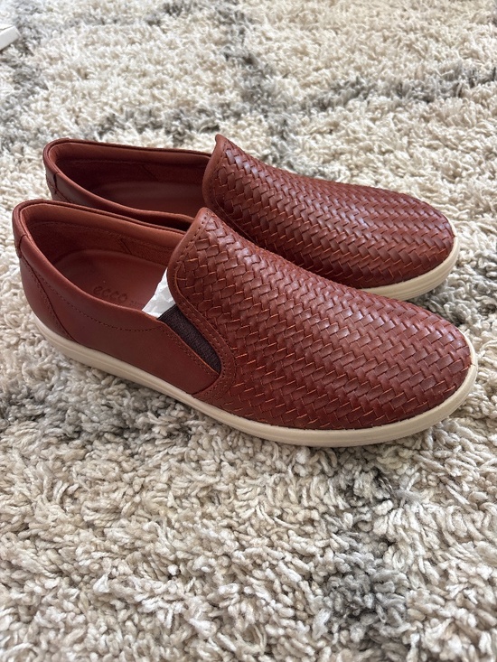 Ecco Shoes - ECCO Women's Soft 7 Woven Slip-On sneaker in Cognac Brown